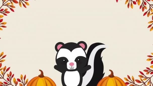 Glad Thanksgiving fest med skunk — Stockvideo