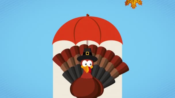 Happy thanksgiving celebration with turkey — Stock Video