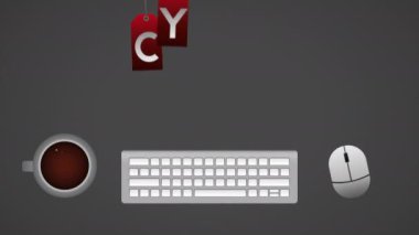 klavye ve fareyle siber pazartesi animasyonu
