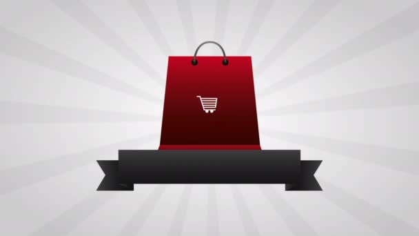 Alışveriş torbasıyla siber pazartesi animasyonu — Stok video