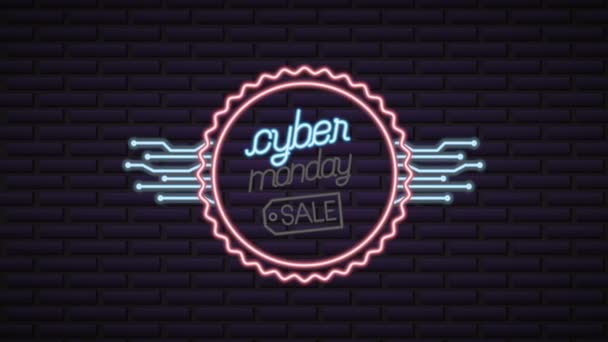 Cyber monday neon φώτα animation με — Αρχείο Βίντεο