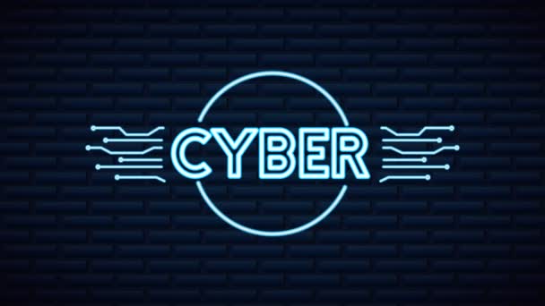 Cyber hétfő neon fények animáció áramkörrel — Stock videók