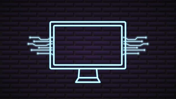 Кібер понеділок неонове світло анімація з робочим столом — стокове відео