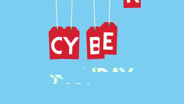 Cyber måndag animation med taggar hängande — Stockvideo