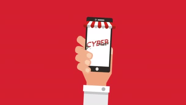 Cyber lunedì animazione con smartphone — Video Stock