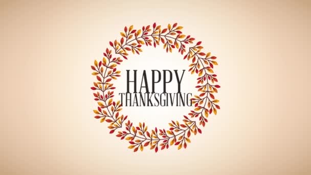 Gelukkig Thanksgiving feest met herfstbladeren — Stockvideo