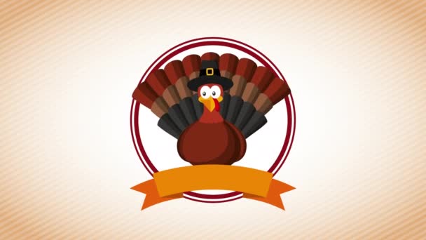 Gelukkig Thanksgiving feest met kalkoen — Stockvideo