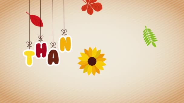 Happy thanksgiving celebration with letters hanging — ストック動画