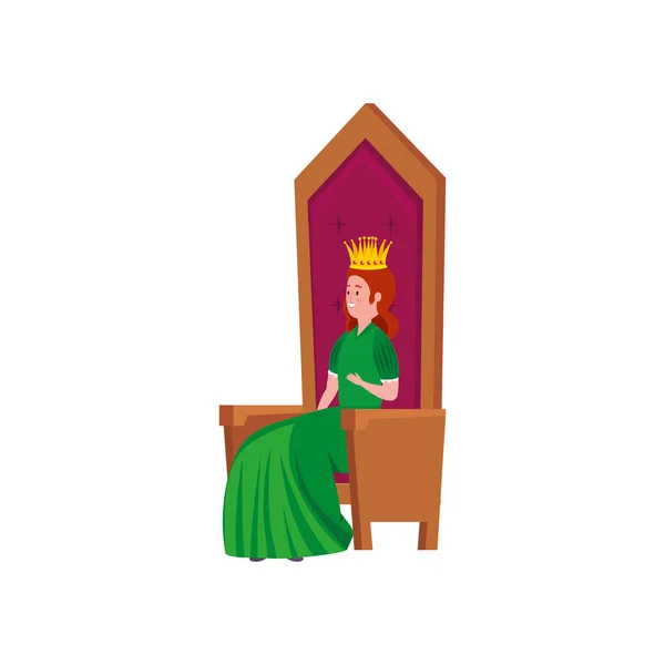 Linda princesa conto de fadas sentado na cadeira —  Vetores de Stock
