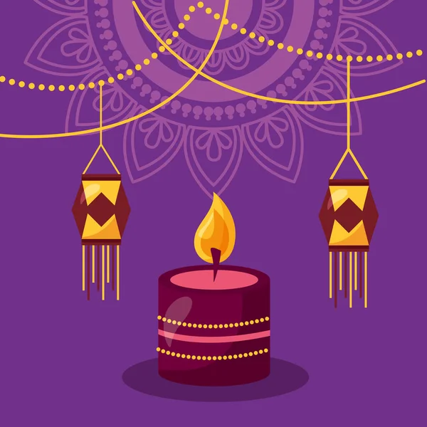 Mutlu diwali festivali poster düz tasarımı — Stok Vektör