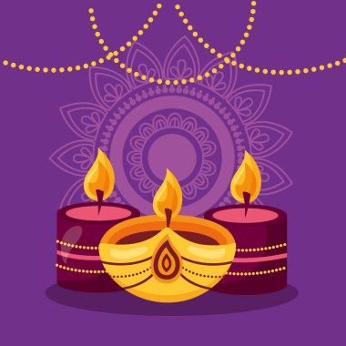 Mutlu diwali festivali poster düz tasarımı