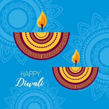 Mutlu diwali festivali poster düz tasarımı