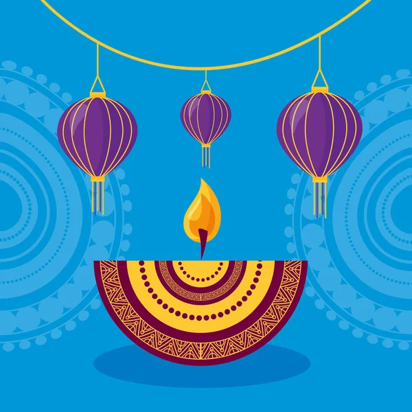 Happy diwali festival plakát plochý design — Stockový vektor