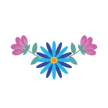 Çiçekler ve yapraklar dekoratif çerçeve