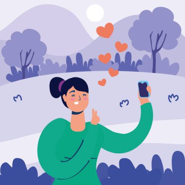 Akıllı telefon karakterli kadın teknolojisi