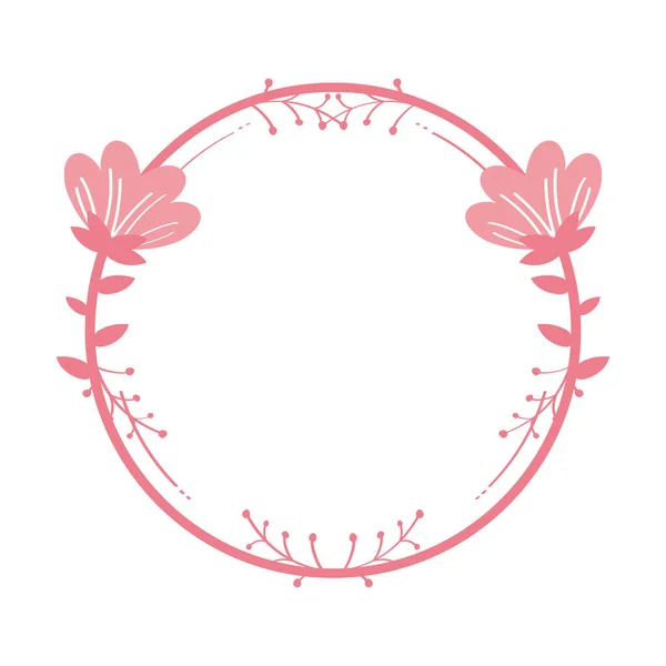 Beautiful flowers circular frame decoration — Stock Vector