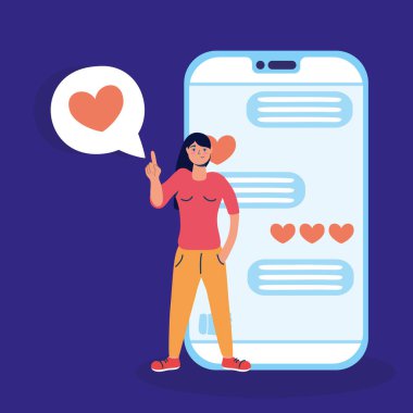 Akıllı telefon karakterli kadın teknolojisi