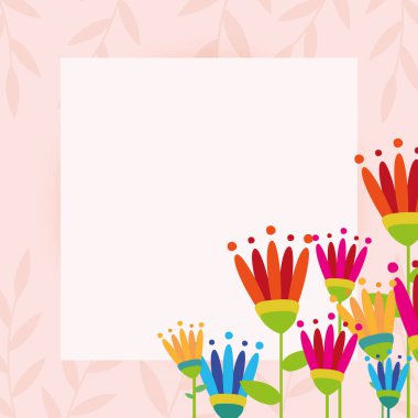 Kare çerçeveli çiçek desenli kart şablonu