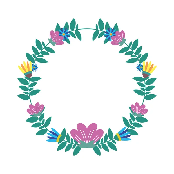 Blumen und Blätter dekorative kreisförmige Rahmen — Stockvektor