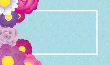 Kare çerçeveli çiçek desenli kart şablonu