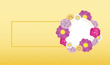 Çember çerçeveli çiçek desenli kart şablonu