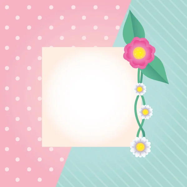 Bloemen en bladeren decoratieve vierkante frame — Stockvector