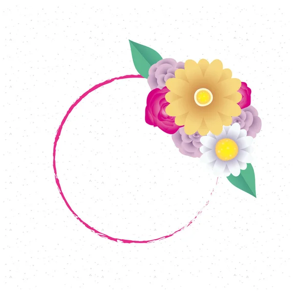 Plantilla de tarjeta decorativa floral con marco de círculo — Archivo Imágenes Vectoriales