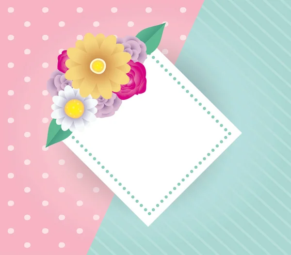エレガントなフレームと花の装飾カードテンプレート — ストックベクタ