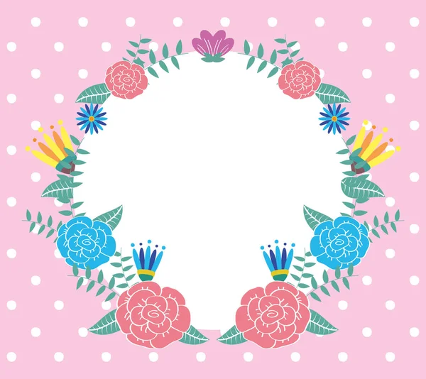 Fleurs et feuilles cadre circulaire décoratif — Image vectorielle