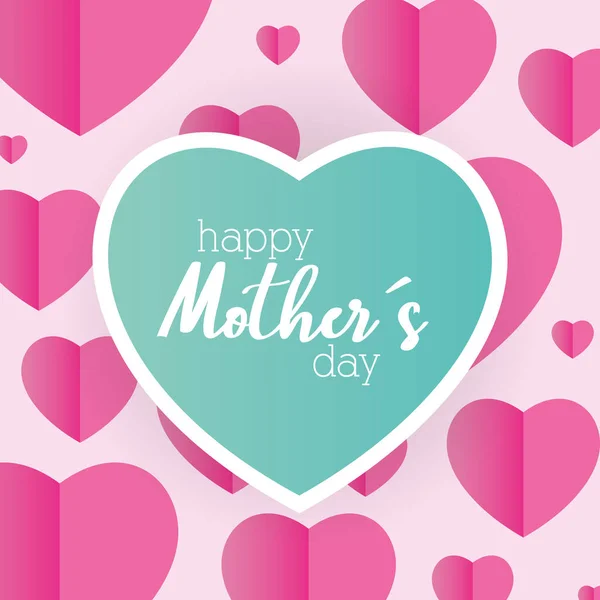 Happy mothers day card with hearts pattern — Stock Vector