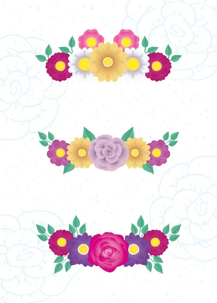 Marcos decorativos de flores y hojas — Vector de stock