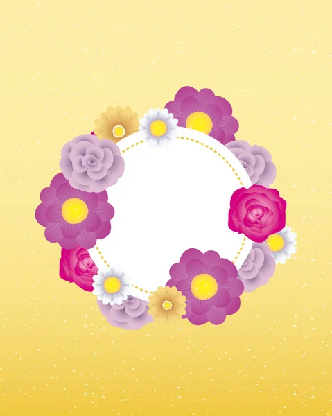 Modelo de cartão decorativo floral com quadro de círculo —  Vetores de Stock