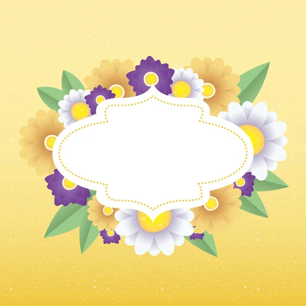 Floral διακοσμητική κάρτα πρότυπο με κομψό πλαίσιο — Διανυσματικό Αρχείο