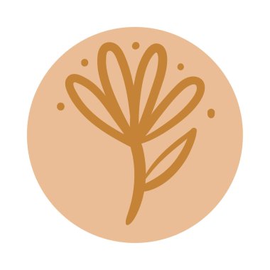 Yapraklı dal boho el çizim stili