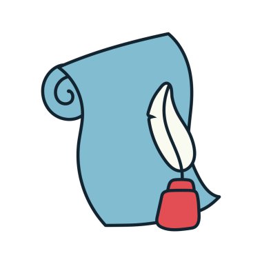 mürekkep şişesi ve tüy çizgisi ve dolgu stili