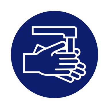 Eller musluk bloğu biçiminde simgeyle yıkılıyor