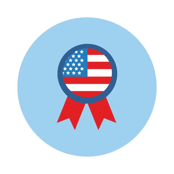 Medaille met usa vlag blok stijl pictogram — Stockvector