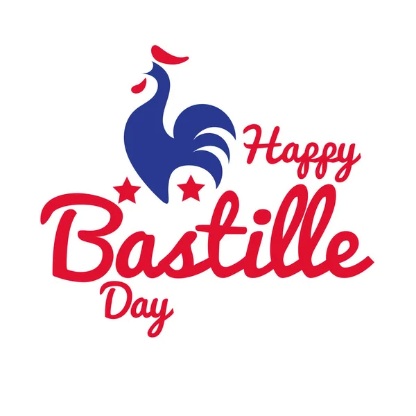 Bastille day lettering with rooster hand draw style — Stock Vector