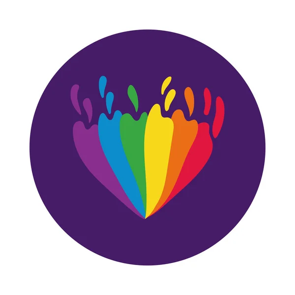 Corazón con el estilo de bloque de bandera de orgullo gay — Archivo Imágenes Vectoriales