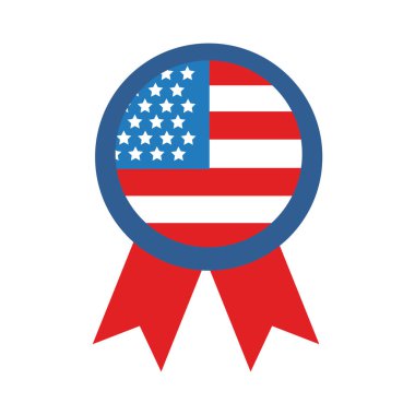 ABD bayrağı düz stil ikonu ile madalya