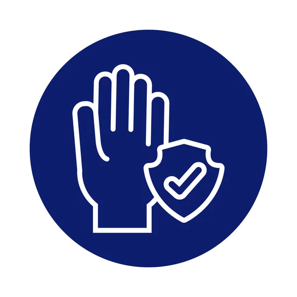 Hand wassen met schild blok stijl pictogram — Stockvector