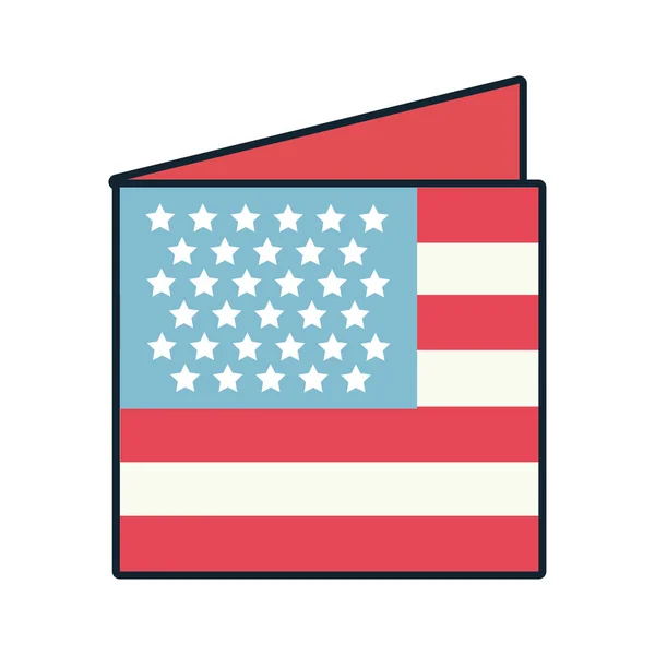 Линия флага США и значок стиля заливки — стоковый вектор