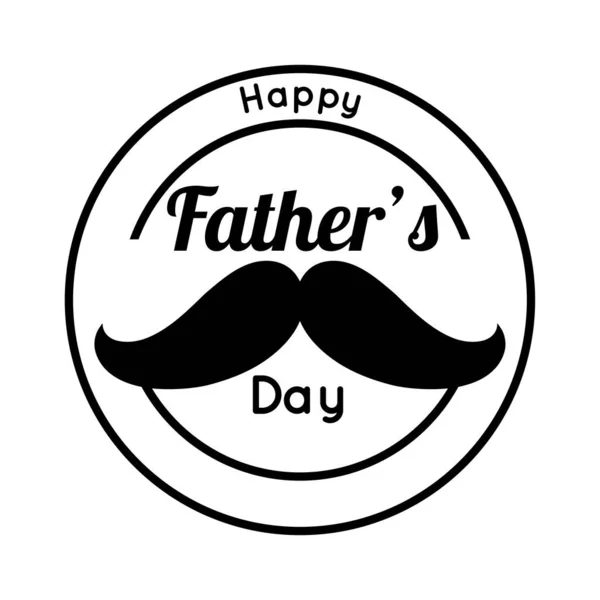 Feliz padre día sello con bigote línea estilo — Vector de stock