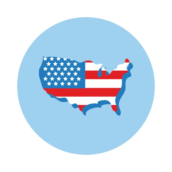 USA-Karte mit Flaggenblock-Stil — Stockvektor