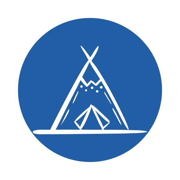 Tenda indiana icona in stile blocco canadese — Vettoriale Stock