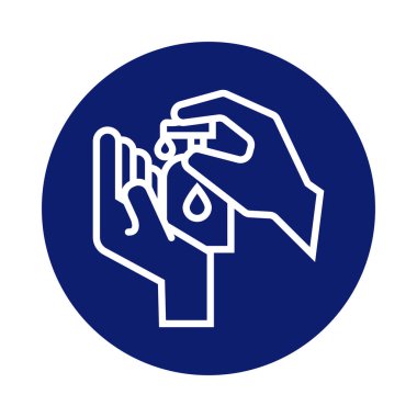 Eller antibakteriyel sabun şişesi blok ikonu ile yıkanıyor