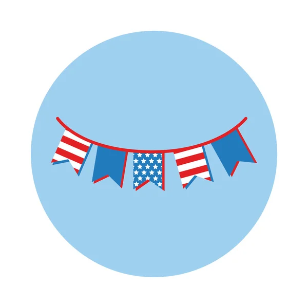 Garlands with usa flag block style — Stock Vector