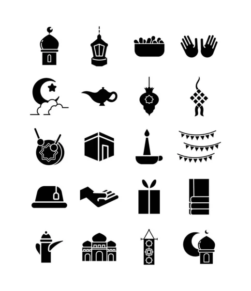 Ramadam kareem set line style icons — Stock Vector