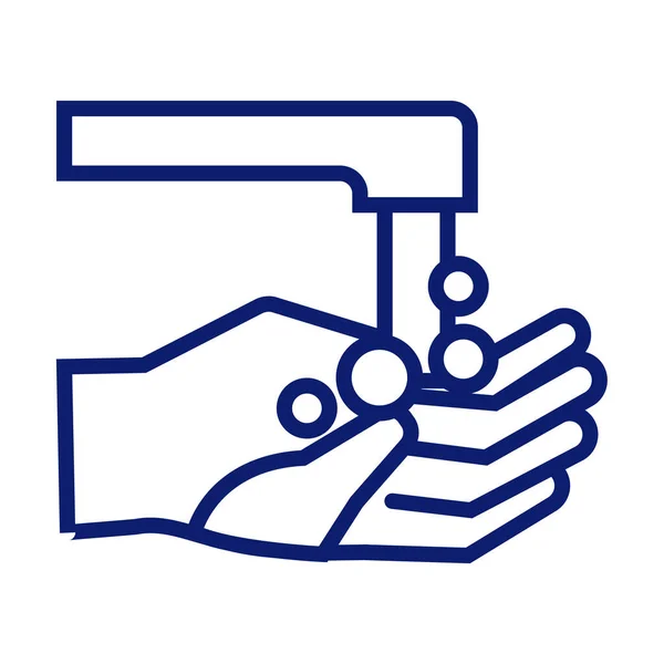 Lavage des mains avec icône de style ligne de robinet — Image vectorielle