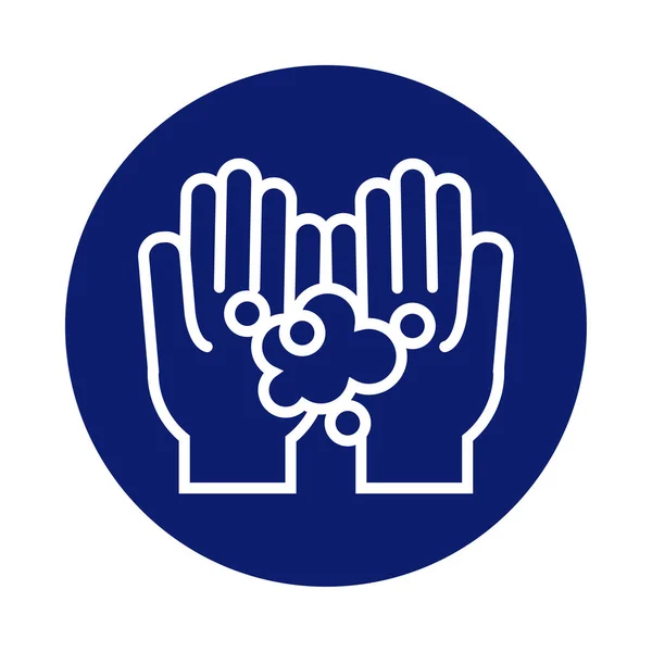 Lavado de manos con icono de estilo bloque de espuma — Archivo Imágenes Vectoriales